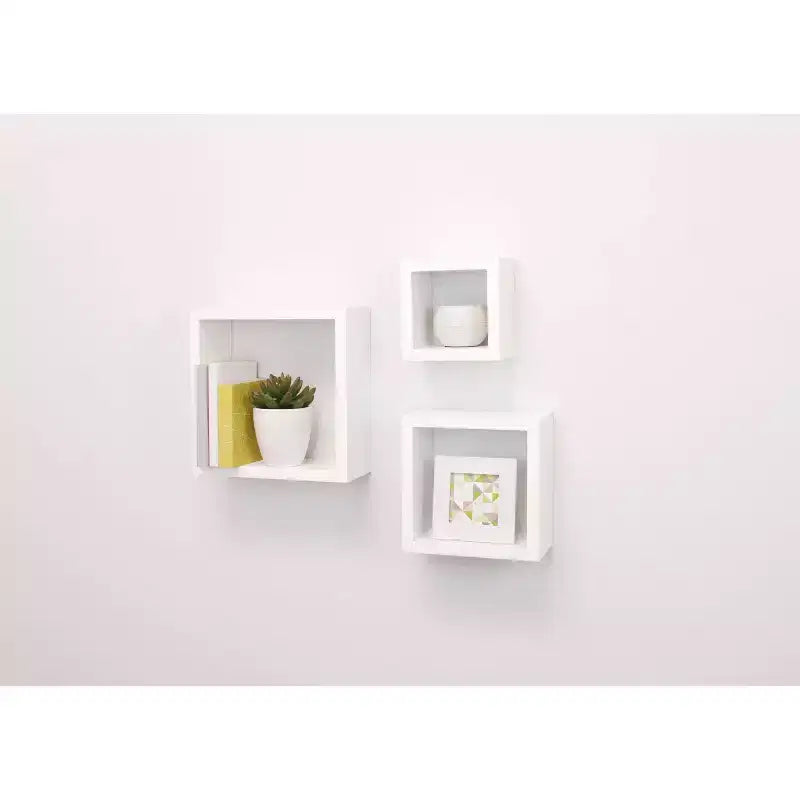 Étagères murales flottantes (lot de 3) – Blanc