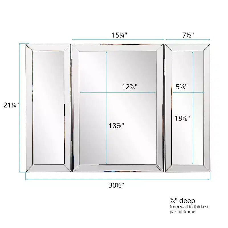 Miroir de courtoisie à charnières autoportant – Verre transparent