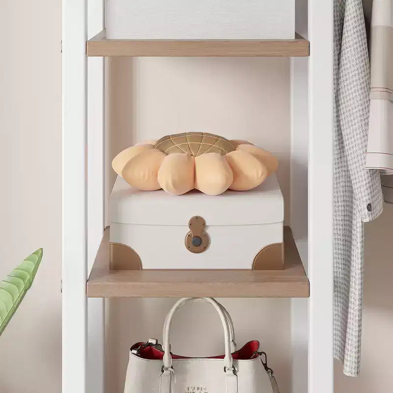 Portant à Vêtements Ouvert avec Étagères et Tringle, Marron/Chêne/Blanc, Simple