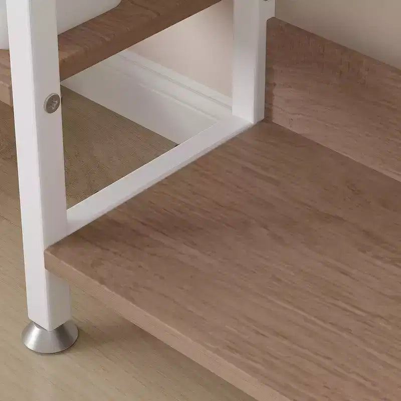 Portant à Vêtements Ouvert avec Étagères et Tringle, Marron/Chêne/Blanc, Simple