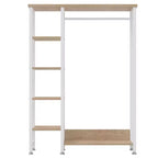 Portant à Vêtements Ouvert avec Étagères et Tringle, Marron/Chêne/Blanc, Simple