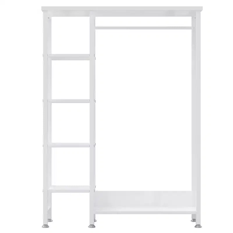 Portant à Vêtements Ouvert avec Étagères et Tringle, Marron/Chêne/Blanc, Simple