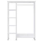 Portant à Vêtements Ouvert avec Étagères et Tringle, Marron/Chêne/Blanc, Simple