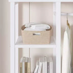 Portant à Vêtements Ouvert avec Étagères et Tringle, Marron/Chêne/Blanc, Simple