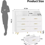 Commode moderne à 6 tiroirs Noir/Rose/Blanc avec lumières LED, pour 1