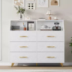 Commode moderne à 6 tiroirs Noir/Rose/Blanc avec lumières LED, pour 1