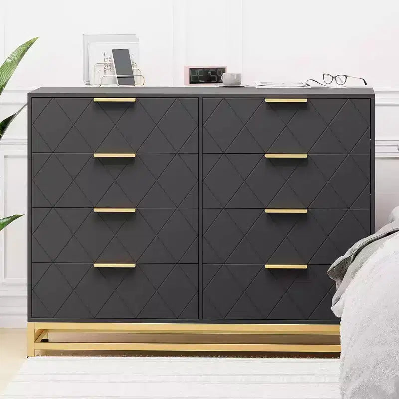 Commode 8 tiroirs noire/blanche, assemblage par 1 personne