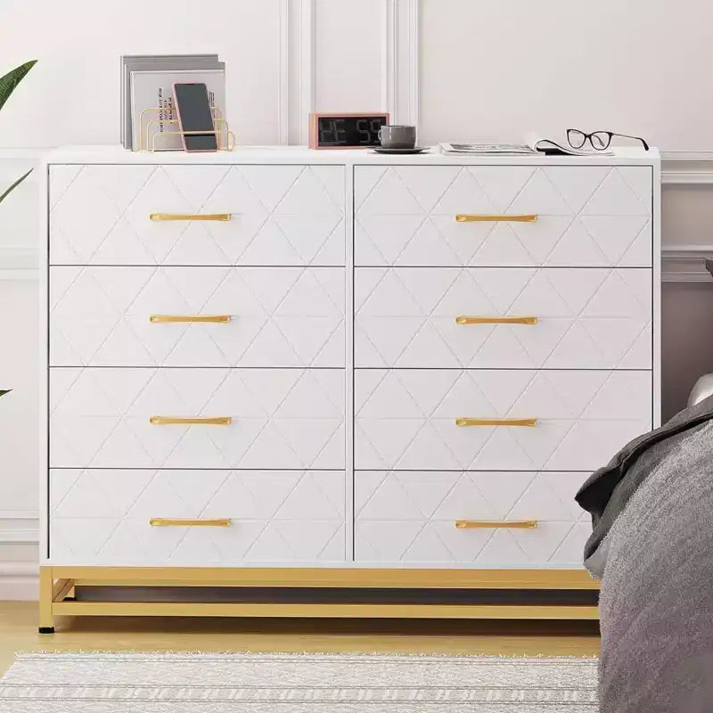Commode 8 tiroirs noire/blanche, assemblage par 1 personne