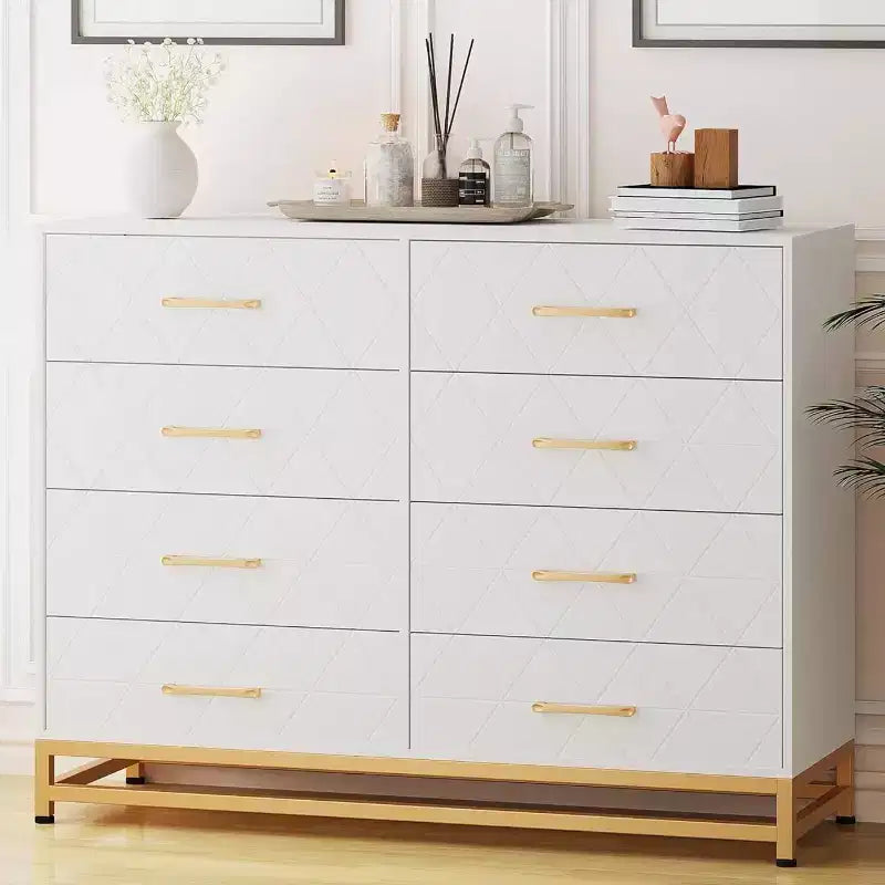 Commode 8 tiroirs noire/blanche, assemblage par 1 personne