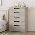 5 Drawer Dresser for Bedroom, Gray Chest of Drawers with Embedded Handles, Wooden Dresser Organizer for Living Room, Nursery, Hallway and Entryway