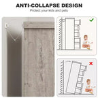 Commode en bois grise à 5 tiroirs avec poignées intégrées