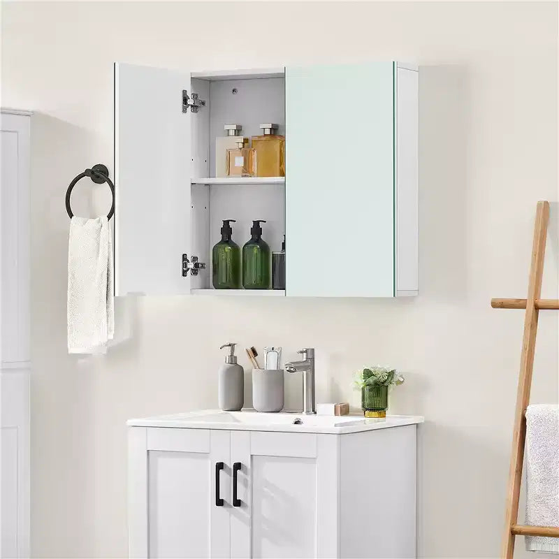 Armoire de toilette murale – Blanche, 2 portes sans cadre