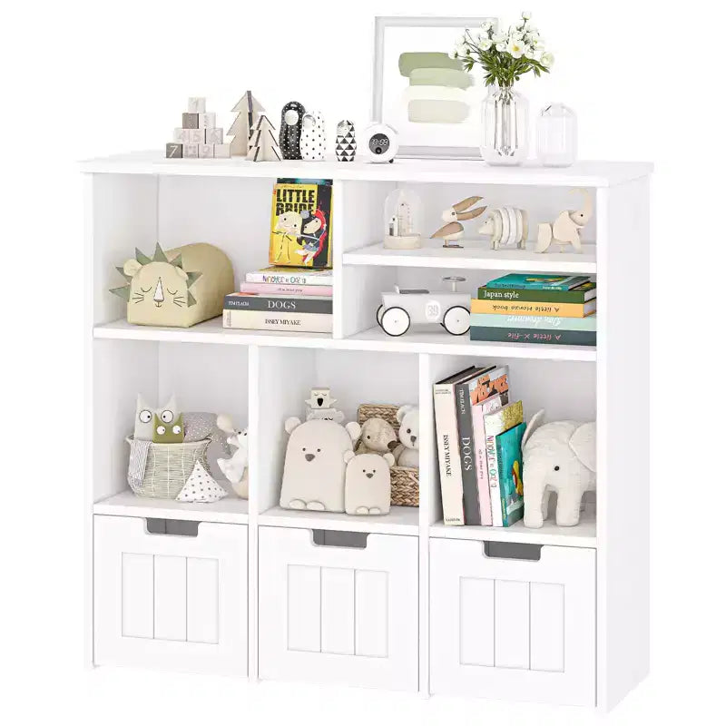 Meuble de rangement pour jouets d'enfants avec 3 tiroirs et 6 compartiments