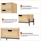 Commode en rotin – Noir+Chêne / Chêne, 5 ou 6 tiroirs