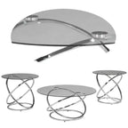 Ensemble de 3 tables basses et d'appoint rondes en verre – Chrome
