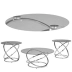 Ensemble de 3 tables basses et d'appoint rondes en verre – Chrome