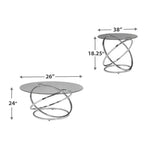 Ensemble de 3 tables basses et d'appoint rondes en verre – Chrome