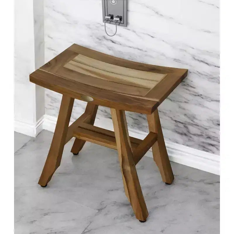 Banc de douche rectangulaire en teck – Naturel, 1 place