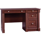 Bureau d'ordinateur exécutif traditionnel en cerisier avec tiroirs, 1 personne