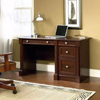 Bureau d'ordinateur exécutif traditionnel en cerisier avec tiroirs, 1 personne