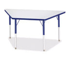 Jonti-Craft Berries Adult-Size Gray Laminate Trapezoid Table (24 x 48) in Blue