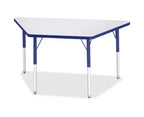 Table d'activités trapézoïdale grise et bleue, multi-personnes