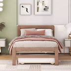 Lit plateforme double avec lit gigogne – Gris / Noyer / Blanc délavé, 2 couchages