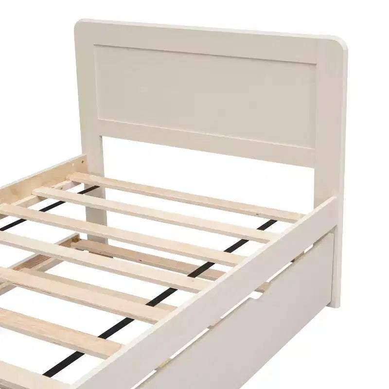 Lit plateforme double avec lit gigogne – Gris / Noyer / Blanc délavé, 2 couchages