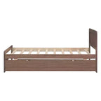 Lit plateforme double avec lit gigogne – Gris / Noyer / Blanc délavé, 2 couchages