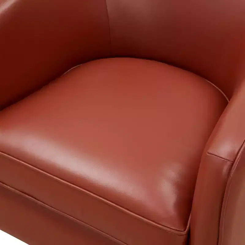Fauteuil pivotant 360° en cuir – Caramel / Bleu marine foncé, 1 place