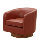 Fauteuil pivotant 360° en cuir – Caramel / Bleu marine foncé, 1 place