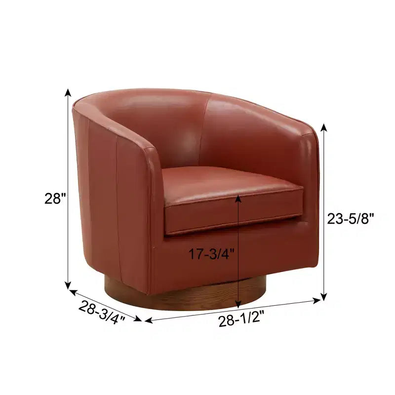 Fauteuil pivotant 360° en cuir – Caramel / Bleu marine foncé, 1 place