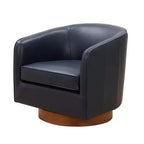 Fauteuil pivotant 360° en cuir – Caramel / Bleu marine foncé, 1 place