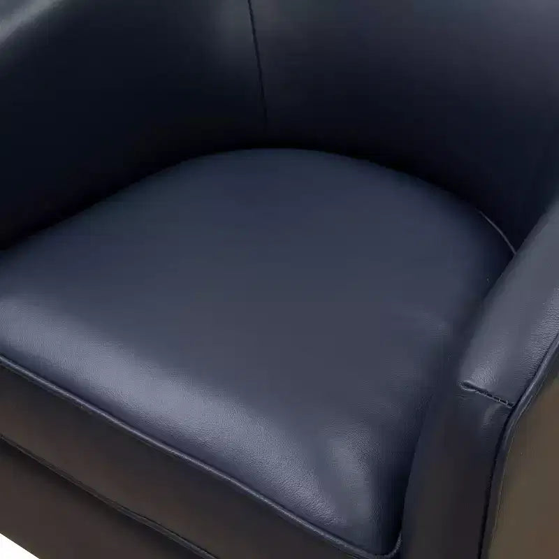 Fauteuil pivotant 360° en cuir – Caramel / Bleu marine foncé, 1 place