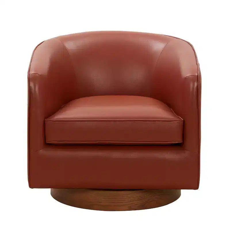 Fauteuil pivotant 360° en cuir – Caramel / Bleu marine foncé, 1 place