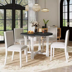 Ensemble table de salle à manger de ferme extensible – Marron / Gris+Blanc, 4 places