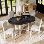 Ensemble table de salle à manger de ferme extensible – Marron / Gris+Blanc, 4 places