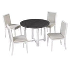 Ensemble table de salle à manger de ferme extensible – Marron / Gris+Blanc, 4 places