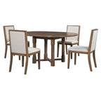 Ensemble table de salle à manger de ferme extensible – Marron / Gris+Blanc, 4 places