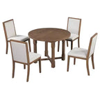 Ensemble table de salle à manger de ferme extensible – Marron / Gris+Blanc, 4 places
