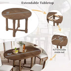 Ensemble table de salle à manger de ferme extensible – Marron / Gris+Blanc, 4 places