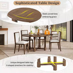 Ensemble table de salle à manger de ferme extensible – Marron / Gris+Blanc, 4 places