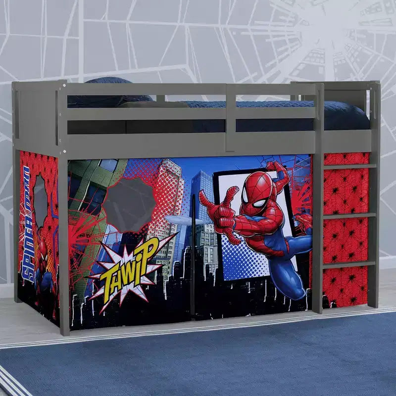 Tente de lit mezzanine Spider-Man Rouge et Bleu pour 1 enfant
