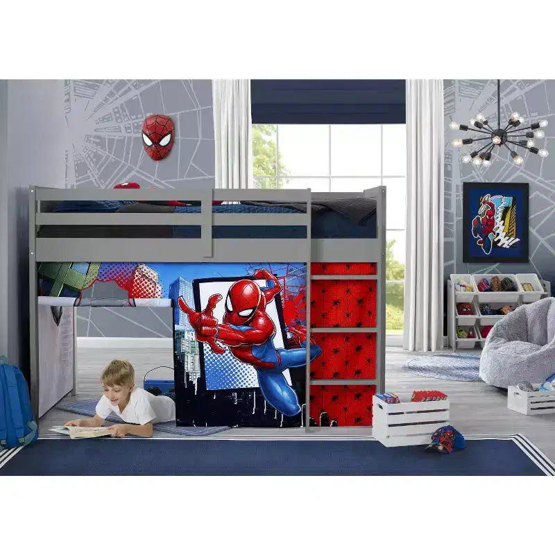 Tente de lit mezzanine Spider-Man Rouge et Bleu pour 1 enfant