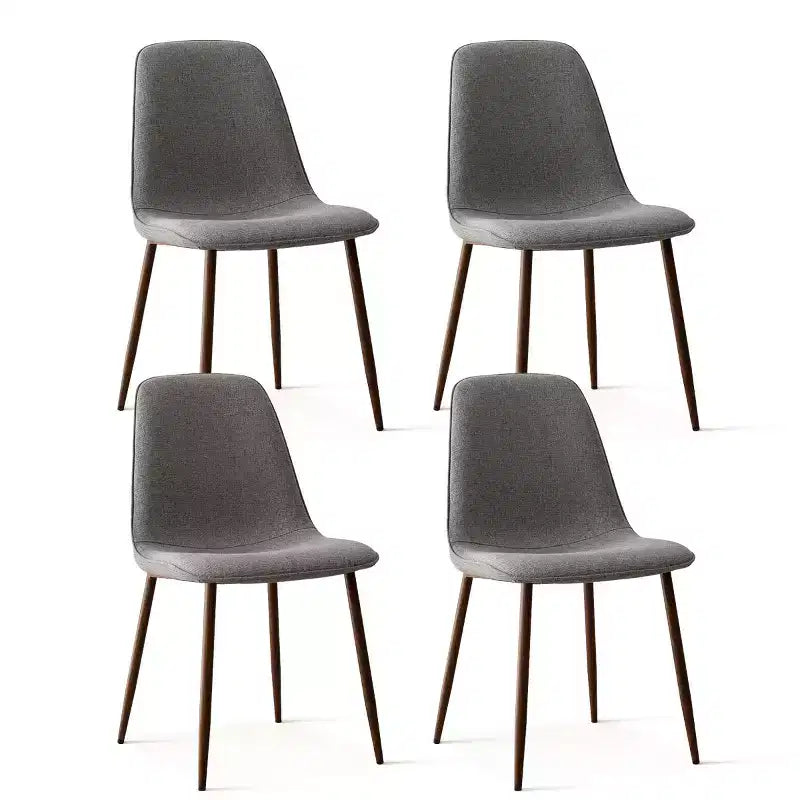 Chaises de salle à manger sans accoudoirs, dossier incurvé, rembourrées beiges / grises / vertes, lot de 4