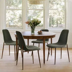 Chaises de salle à manger sans accoudoirs, dossier incurvé, rembourrées beiges / grises / vertes, lot de 4
