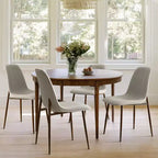 Chaises de salle à manger sans accoudoirs, dossier incurvé, rembourrées beiges / grises / vertes, lot de 4