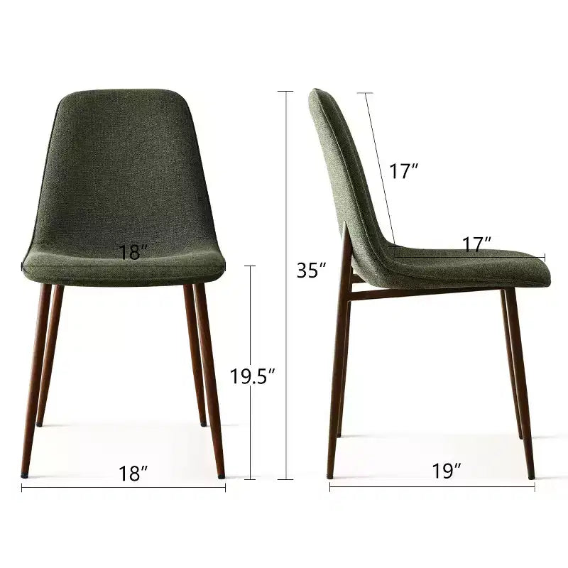 Chaises de salle à manger sans accoudoirs, dossier incurvé, rembourrées beiges / grises / vertes, lot de 4