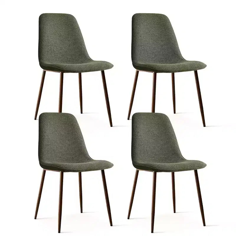 Chaises de salle à manger sans accoudoirs, dossier incurvé, rembourrées beiges / grises / vertes, lot de 4