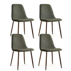 Chaises de salle à manger sans accoudoirs, dossier incurvé, rembourrées beiges / grises / vertes, lot de 4